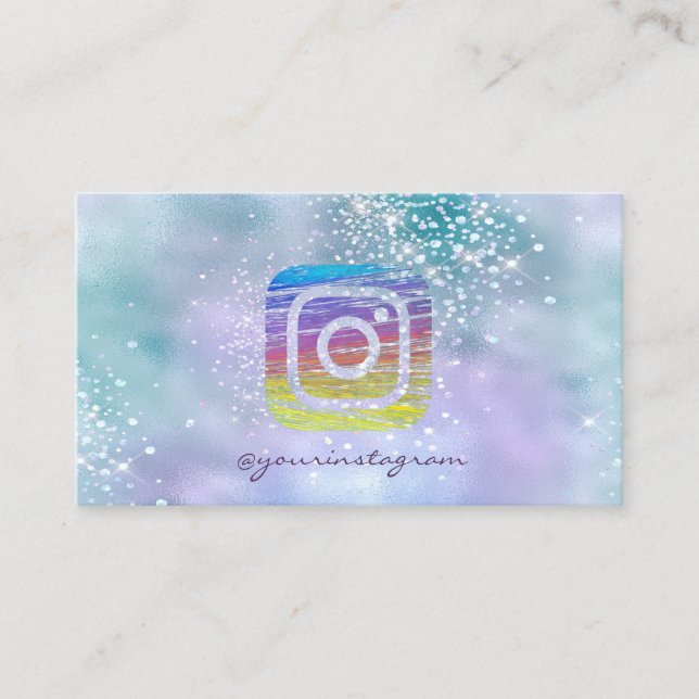 Moderna Holografiska Diamanter Instagram Sociala M Visitkort (Framsida)