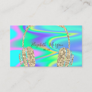 Moderna Holografiska Guld Glitter Hörlurar DJ Visitkort