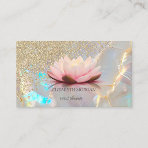 Moderna holografiska gulddiamanter lotus opalsten visitkort