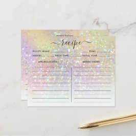 Moderna holografiska pastellglittrande receptkort