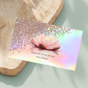 Moderna Holografiska Roséguld Diamanter Lotus Visitkort