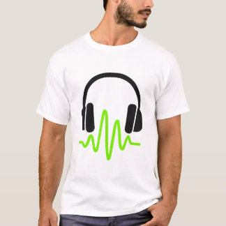Moderna hörlurar med ljudvågsgrafik - Musik T Shirt