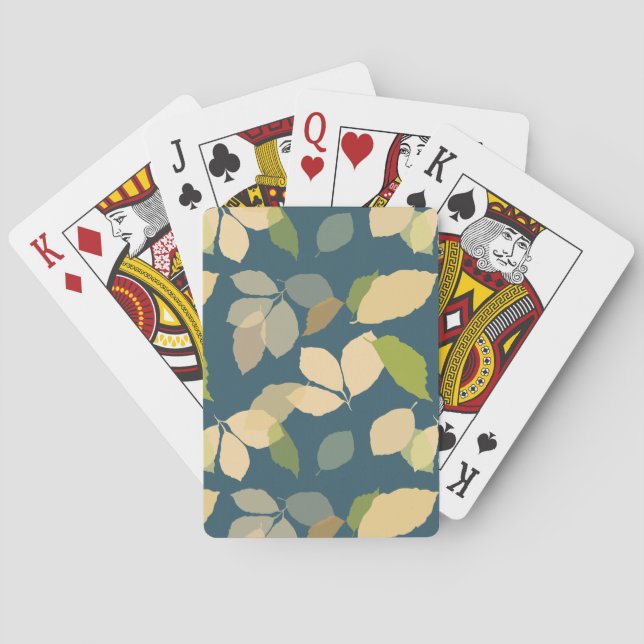 Moderna höstlöv med teal bakgrund casinokort (Baksidan)