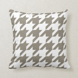 Moderna Houndstooth, vit med struktur Kudde