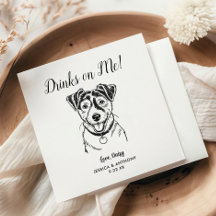 Moderna Hundbröllops Cocktailservietter