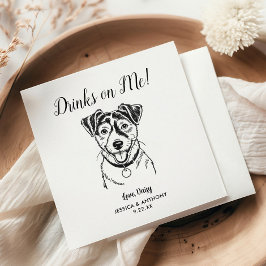 Moderna Hundbröllops Cocktailservietter Pappersservett