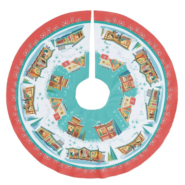 Moderna hus i mitten av århundradet julgransmatta borstad polyester (Framsidan)