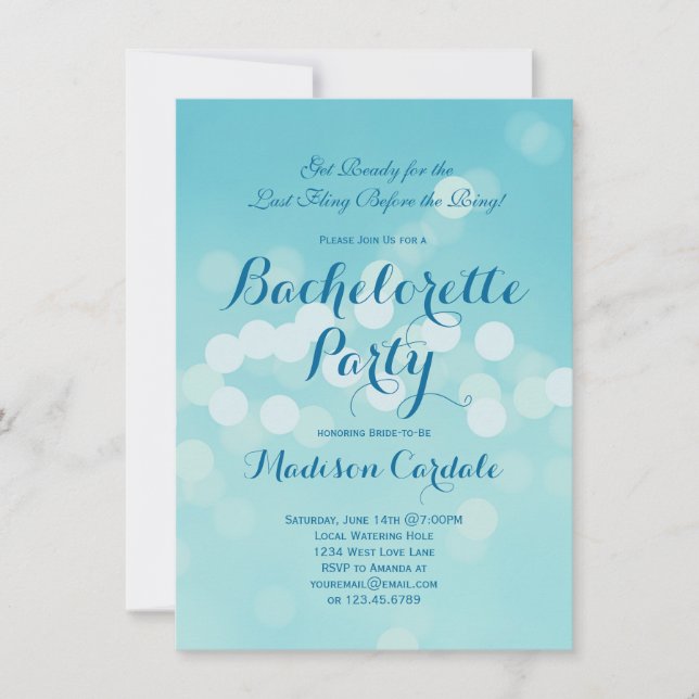 Moderna inbjudningar från Aqua Blue Bachelorette P (Framsida)