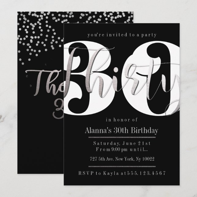 Moderna inbjudningar till 30års födelsedag (Fram/baksida)