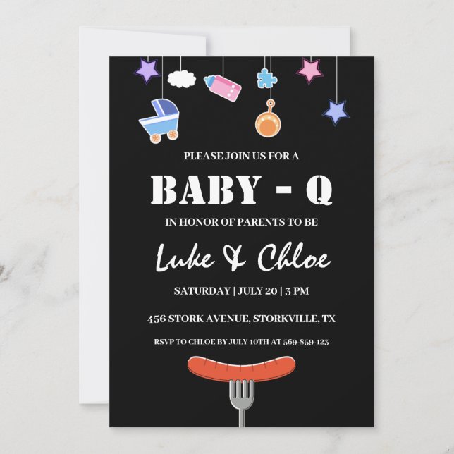 moderna inbjudningar till bbq baby shower (Framsida)