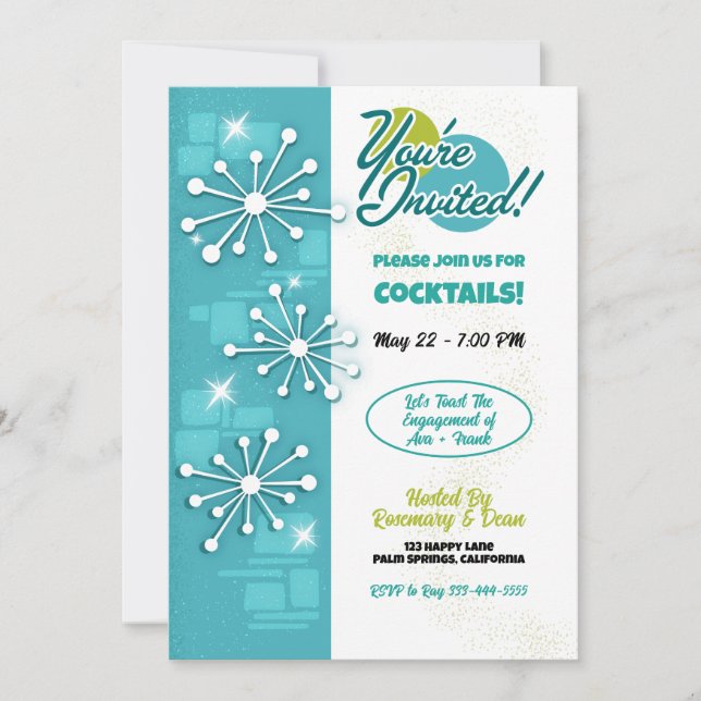 Moderna inbjudningar till det moderna Sputniks-par (Framsida)