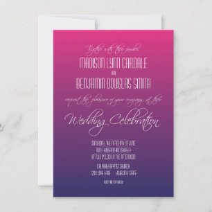 Moderna inbjudningar till Rosa Lila Gradient Weddi