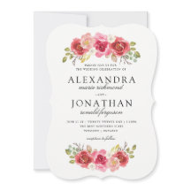 Moderna inbjudningar till Rosa och rött bröllop