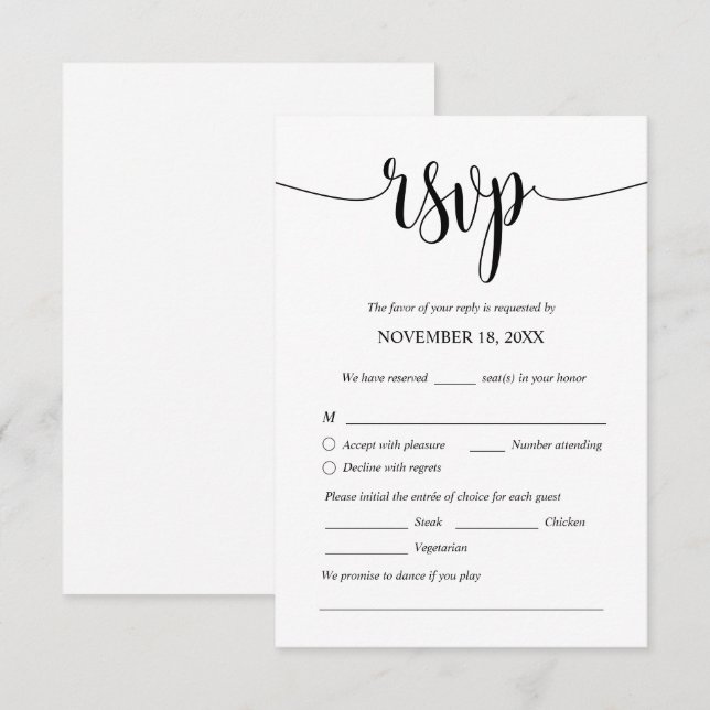 Moderna Inbjudningskort-kort för middagar i Bröllo Tilläggskort (Fram/baksida)