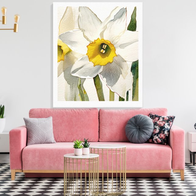 Moderna Iris Akvarell Blommor Canvastryck (Insitu (Vardagsrum))