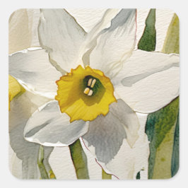 Moderna Iris Akvarell Blommor Fyrkantigt Klistermärke