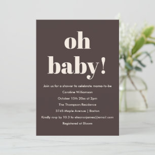 Moderna jordnära bruna baby shower-inbjudningar me inbjudningar