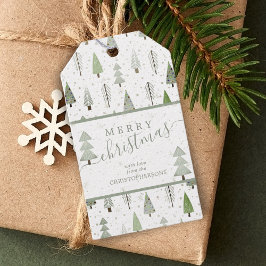 Moderna julgranar GOD JUL Skrift Presentetikett