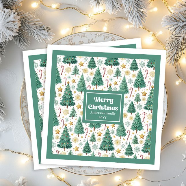 Moderna julgranar minimalistiska pappersservetter (Modern Christmas Trees Minimalist Paper Napkins)
