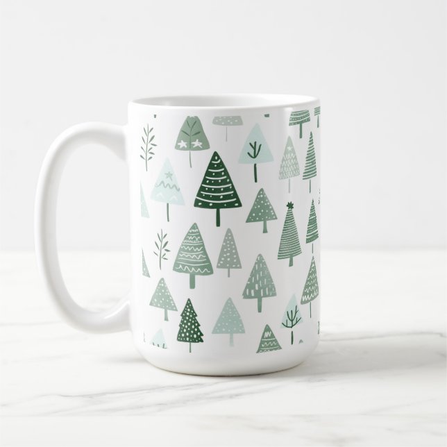 Moderna julgranar Vita och gröna Kaffemugg (Vänster)