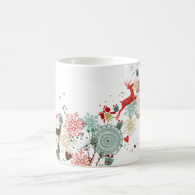 Moderna julhjortar & blommor kaffemugg (Center)