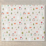 Moderna julsymboler presentpapper<br><div class="desc">Utformningen av Cute christmas mönster med hand plockade natursymboler snögubbar,  renar,  holly,  snö.</div>