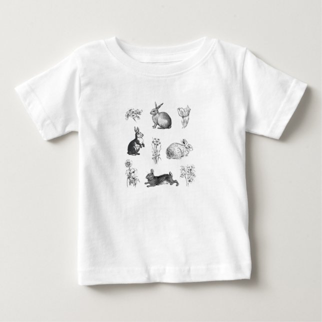 Moderna kaniner i vintagen Påsk T Shirt (Framsida)