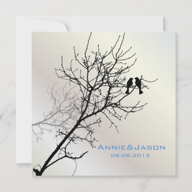 moderna kärlekfåglar rustikt landshochzeit inbjudningar (Framsida)