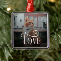 Moderna Kärleks Anpassade Kattdjur Foto Monogram