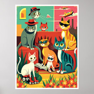 Moderna katter på vaccinering i mitten av århundra poster