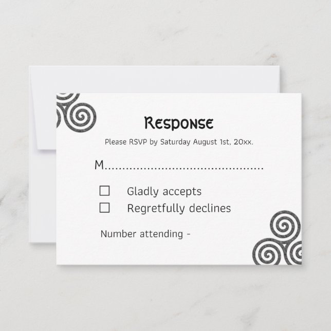 Moderna keltiska symboler och blad på vitt OSA kort (Framsida)