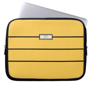 Moderna klassiska monogram initialer Stilfull gul Laptop Fodral