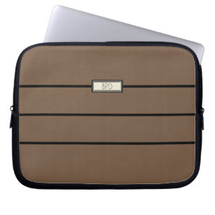 Moderna klassiska monograminitialer Stilfull brun Laptop Fodral