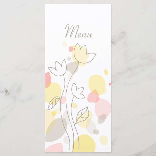Moderna konfettiblommor gula kronblad 4-rättersmen meny (Framsida)