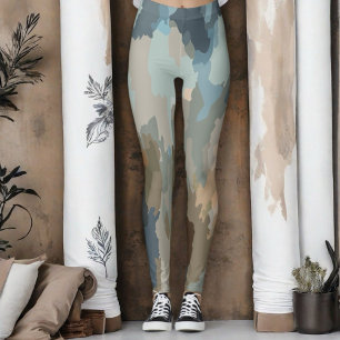 Moderna konstnärliga naturfärger organiska former leggings