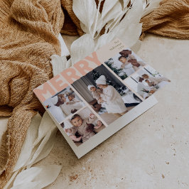 Moderna korallfärgade glad veckad fem foton helgkort