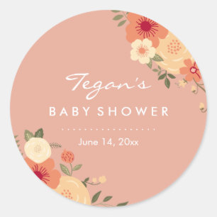 Moderna körsbärsblomsticker för baby shower runt klistermärke