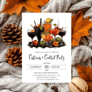 Moderna kostymer och Cocktail Halloween fest Inbjudningar