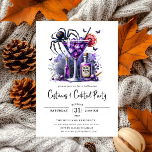 Moderna kostymer och Cocktail Halloween fest Inbjudningar
