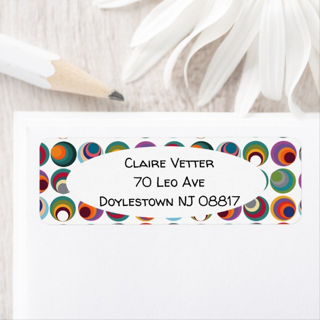 Moderna kretsar i mitten av århundradet returadress etikett (Insitu)
