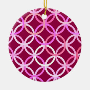 Moderna kretsar, plommon och orkidéers rosa i mitt julgransprydnad keramik