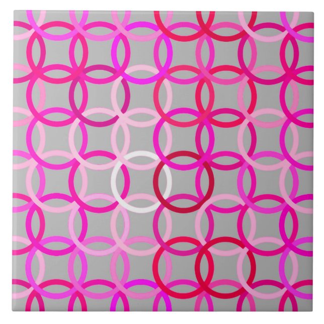 Moderna kretsar, rosa, magenta och grått i mitten  kakelplatta (Framsidan)
