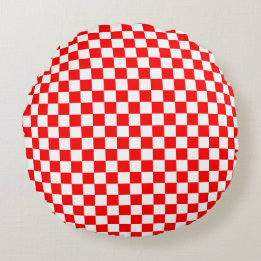 Moderna kroatiska rödvita Checkers Rund Kudde