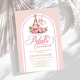 Moderna kronblad och prosecco roséguld shower-kort inbjudningar