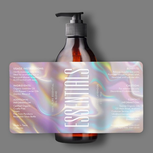 Moderna kroppsbad Holografiska ingredienser Skönhe Fraktsedel (Modern Bath Body Beauty Holographic Ingredients Label
)