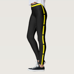 Moderna kvinnor söta svarta gula randiga fritidskl leggings