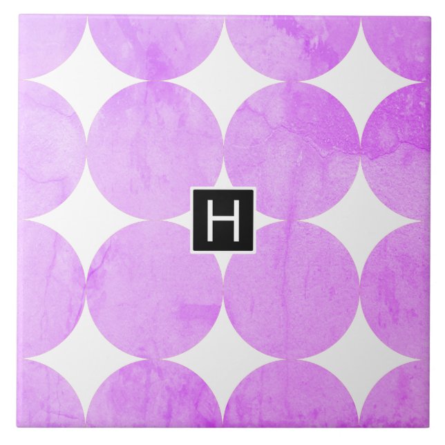 Moderna lila cirklar | Monogram Kakelplatta (Framsidan)
