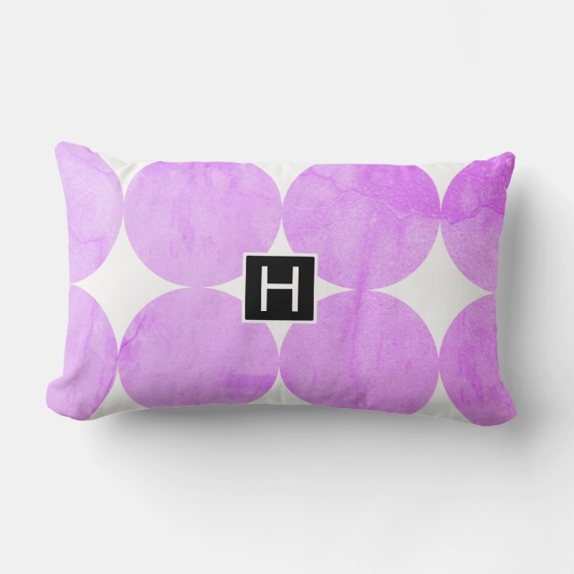 Moderna lila cirklar | Monogram Lumbarkudde (Framsida)
