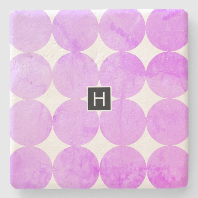 Moderna lila cirklar | Monogram Stenunderlägg (Framsidan)