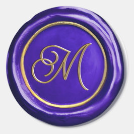  Moderna lila och guld monogram vaxsigill klisterm Runt Klistermärke